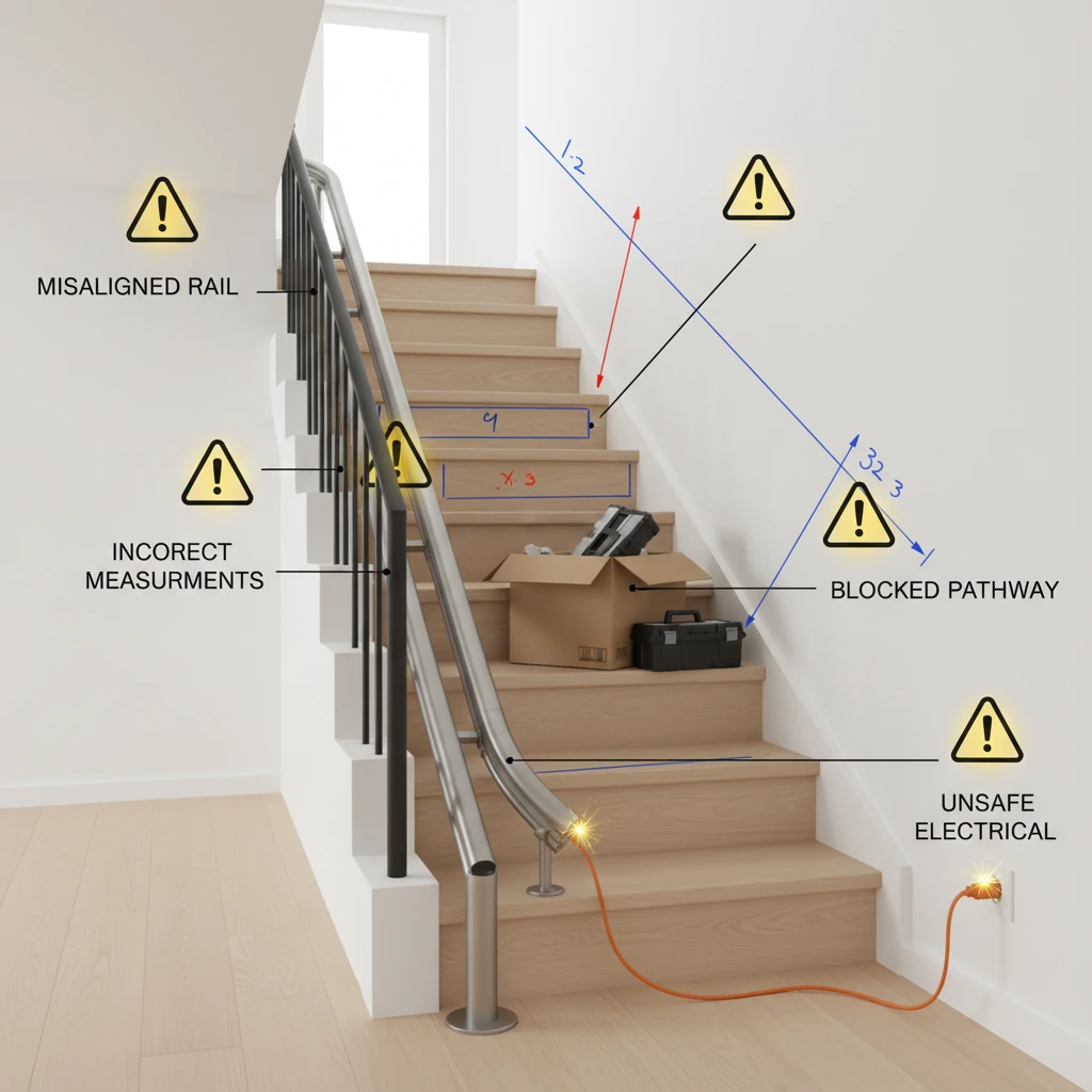 common stair lift installation mistakes including wrong measurements poor installation and blocked staircase